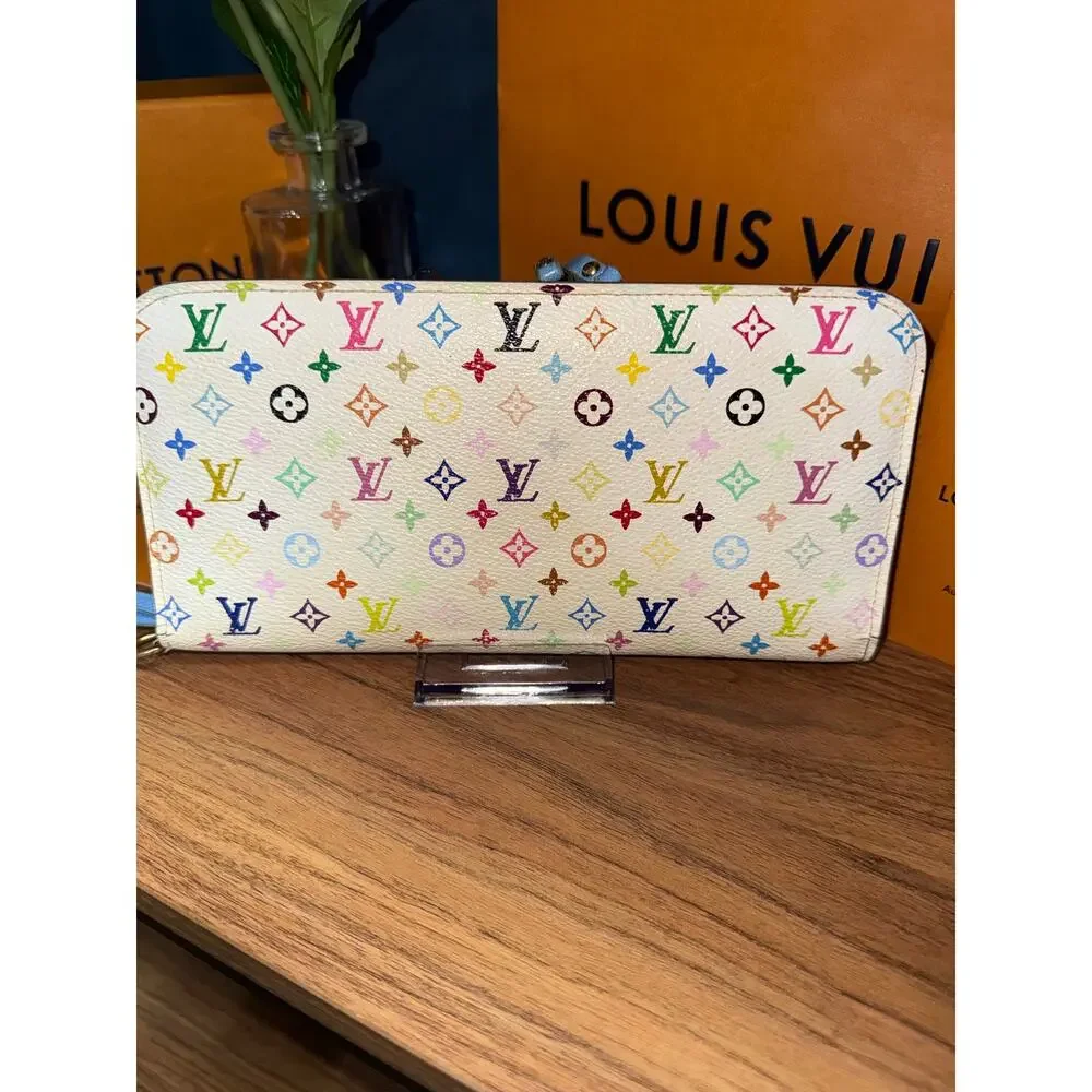 Rare LV Insolite Wallet Monogram with Blue Interior K.Y. Initials Murakami